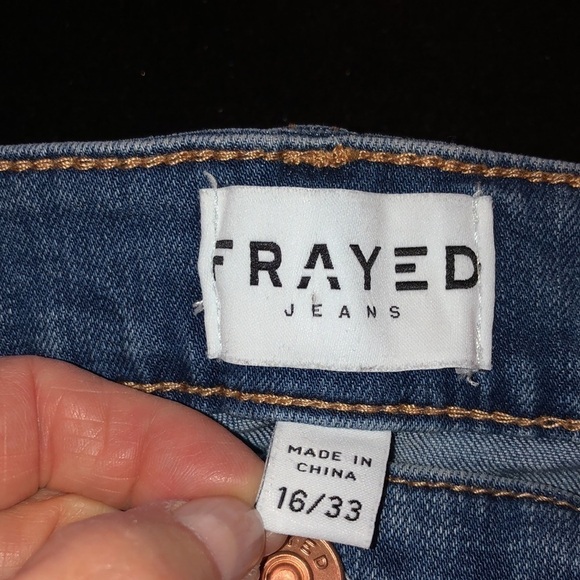 Frayed High Rise Straight Leg Medium Wash Jeans Size 16/33 - Picture 7 of 10